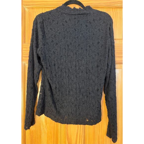 Skies are Blue NWT Black Sweater See Through Jagged Collar Trendy Chic Sz MED - Picture 2 of 6